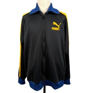 Puma T7 Retro 68 Track Jacket Mens XXL Black Yellow Full Zip Athletic